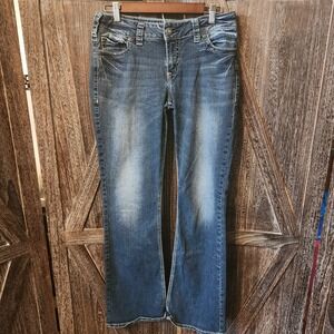 Silver Jeans Co Jeans Women's‎ Size 31x33 Blue Denim Suki Mid Boot Medium Wash